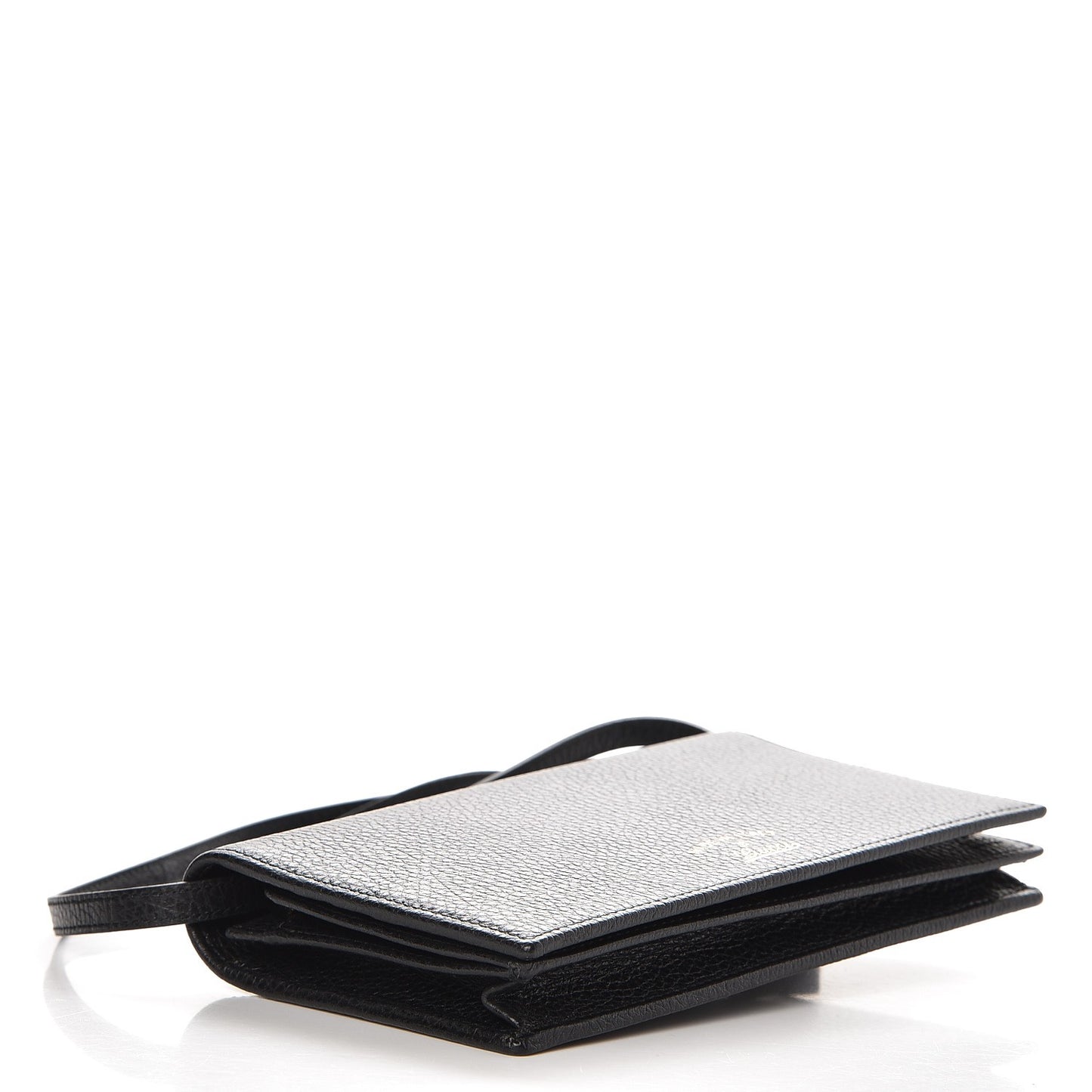 Dollar Calfskin Mini Swing Wallet Bag Black