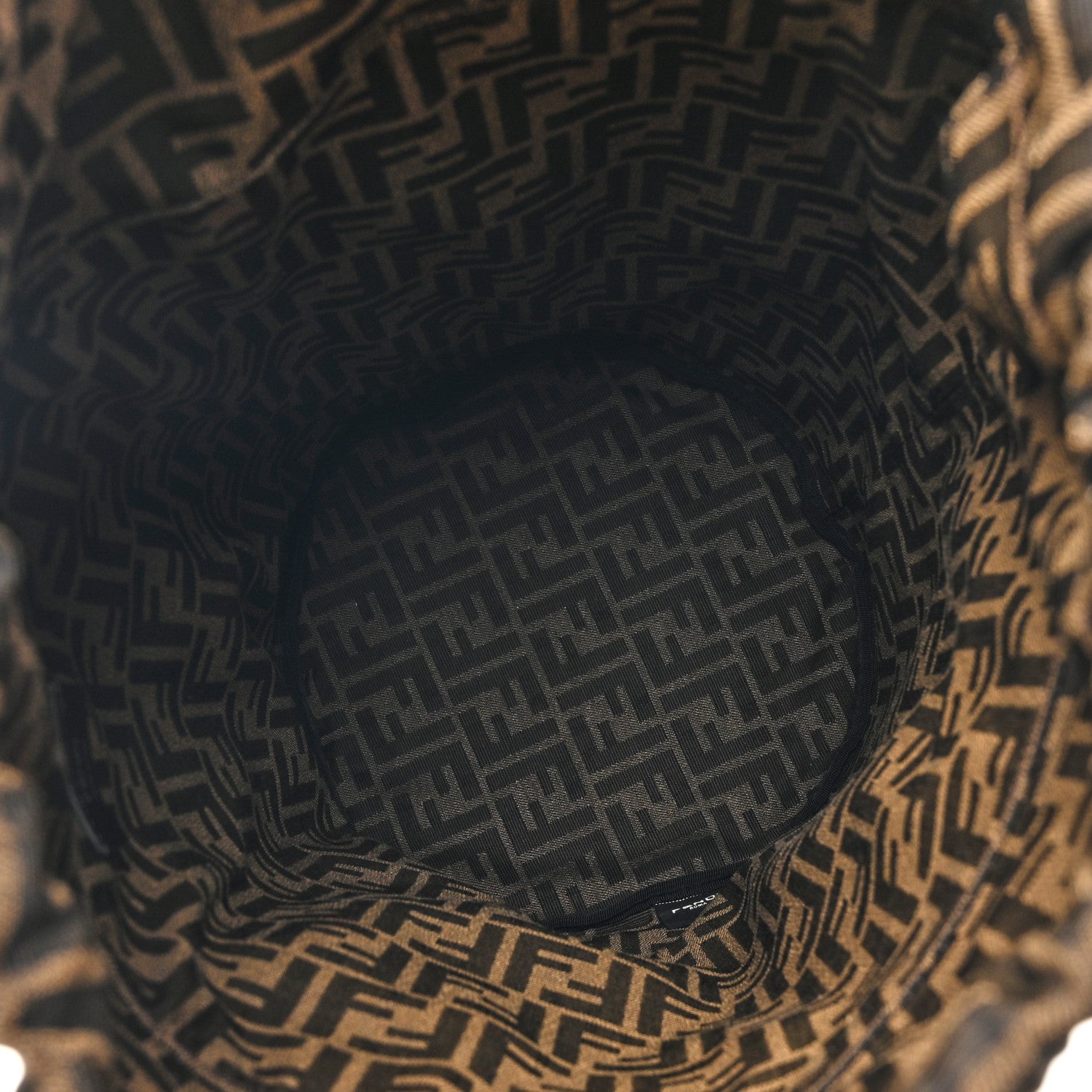 Fendi Jacquard Vitello Logo Bucket Bag Brown 5 of 10