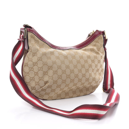 Gucci Monogram Web Medium Half Moon Hobo Red 3 of 13