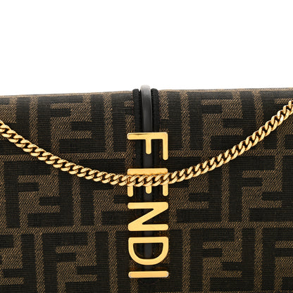Fendi Fabric Jacquard Vitello Grace FF 1974 Fendigraphy Wallet On Chain Tobacco Moro Ebano 8 of 11