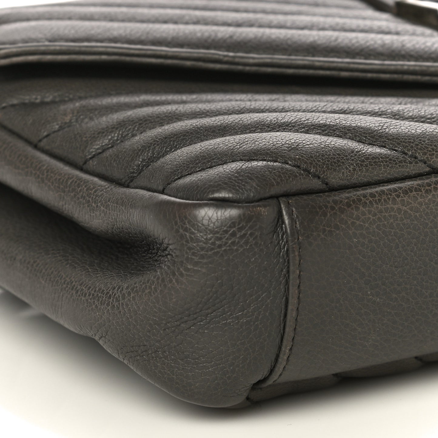 Sheepskin Matelasse Chevron Monogram Medium College Bag Asphalt