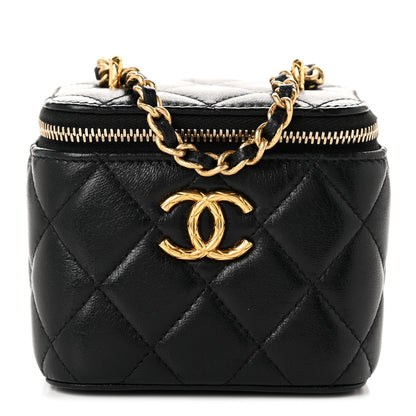 Chanel Shiny Lambskin Quilted CC Mini Vanity Case With Chain Black 1 of 10