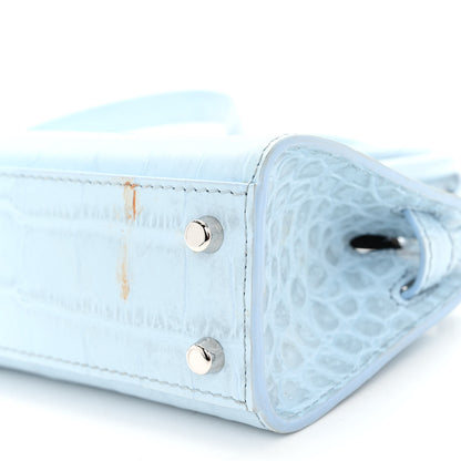 Versace Calfskin Crocodile Embossed Mini Medusa '95 Tote Pastel Blue 9 of 10