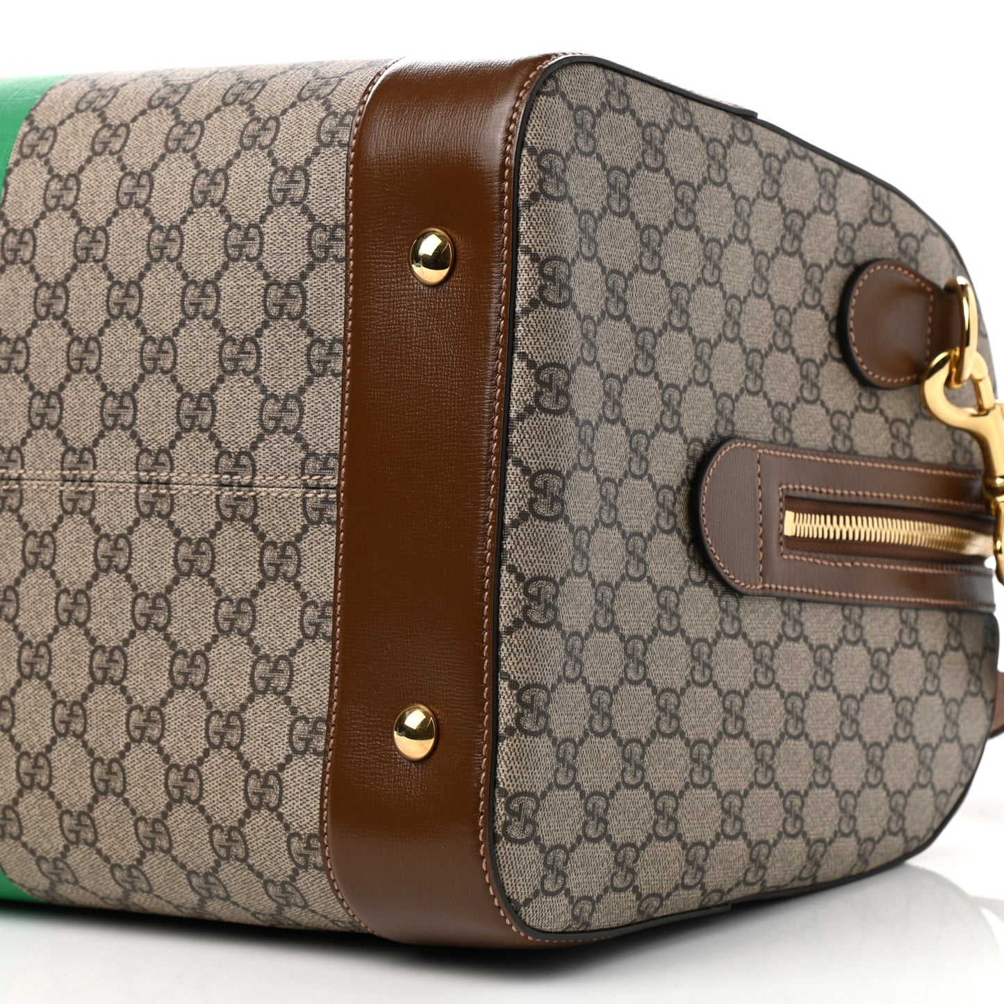 GG Supreme Monogram Azalea Calfskin Fake/Not Medium Retro Interlocking G Carry On Duffle Beige Ebony Brown Sugar