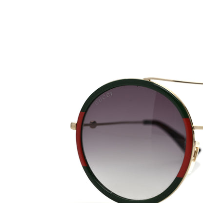 Gucci Metal Round Frame Sunglasses GG0061S Green Red 5 of 8
