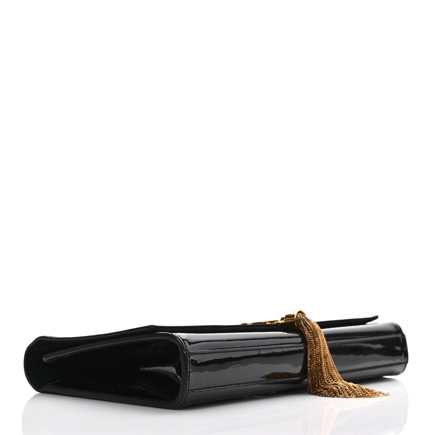 Saint Laurent Patent Cassandre Tassel Clutch Black 3 of 7