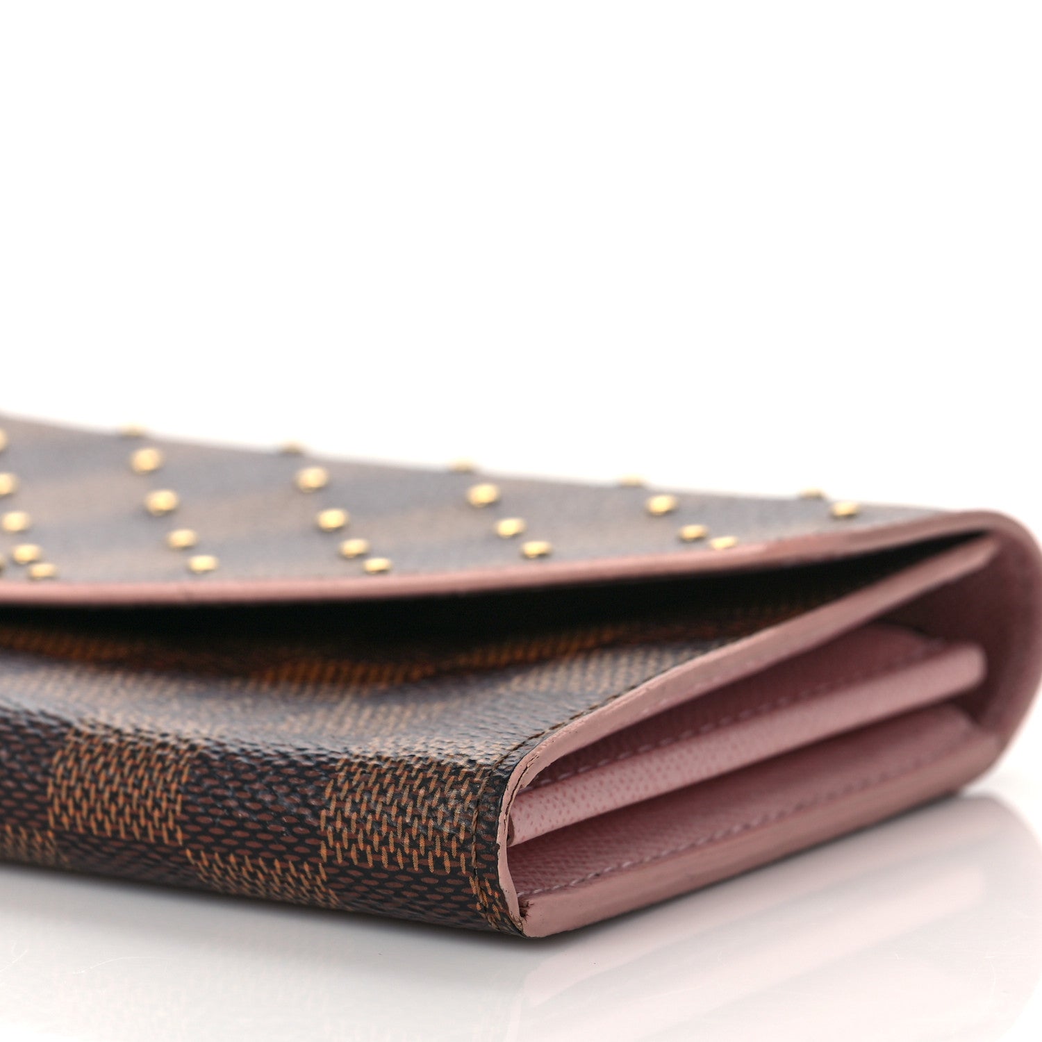 Louis Vuitton Damier Ebene Studded Sarah Wallet NM Rose Ballerine 8 of 8