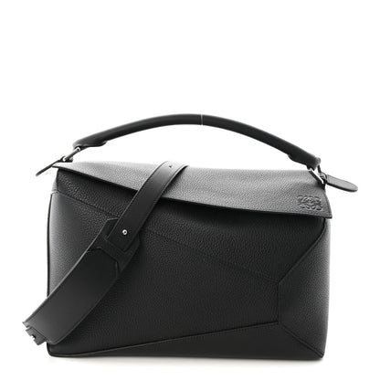 Loewe Grained Calfskin Large Puzzle Bag Black 1 of 9