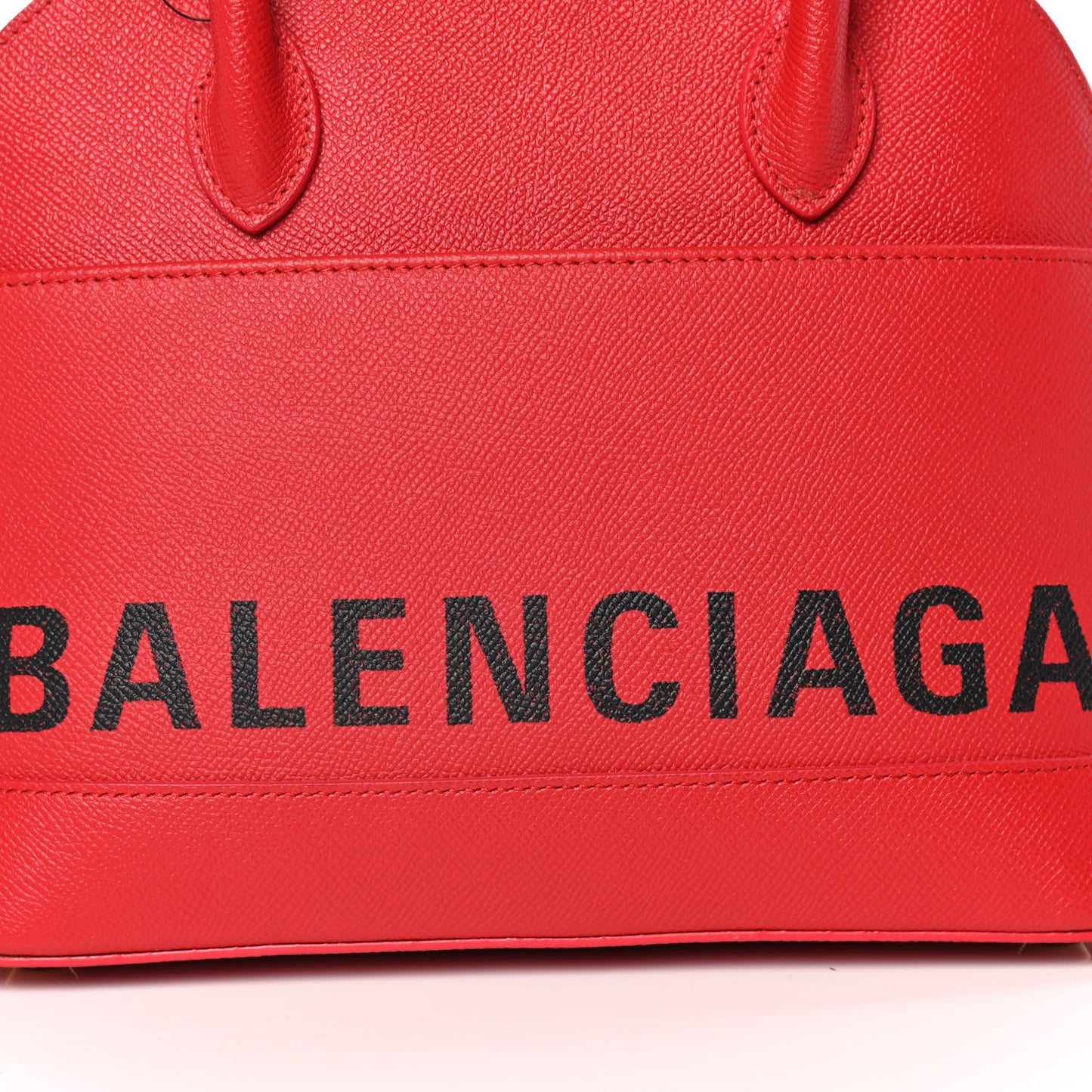 Signature Grained Calfskin Logo S Ville Top Handle Bag Rouge Coquelicot Black