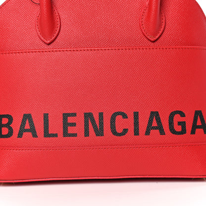 Balenciaga Signature Grained Calfskin Logo S Ville Top Handle Bag Rouge Coquelicot Black 17 of 19