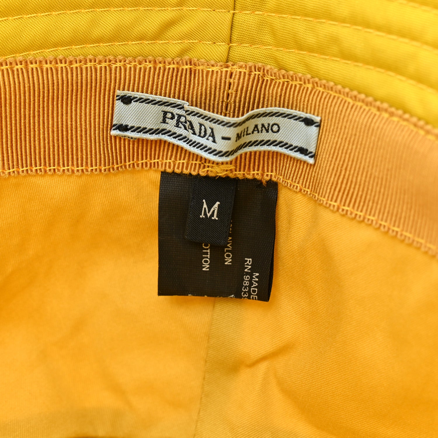 Prada Re-Nylon Metal Triangle Logo Mens Bucket Hat M Giallo 8 of 8