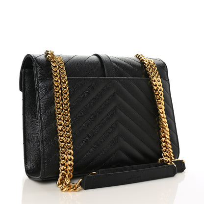 Saint Laurent Grain De Poudre Matelasse Chevron Medium Monogram Satchel Black 3 of 7