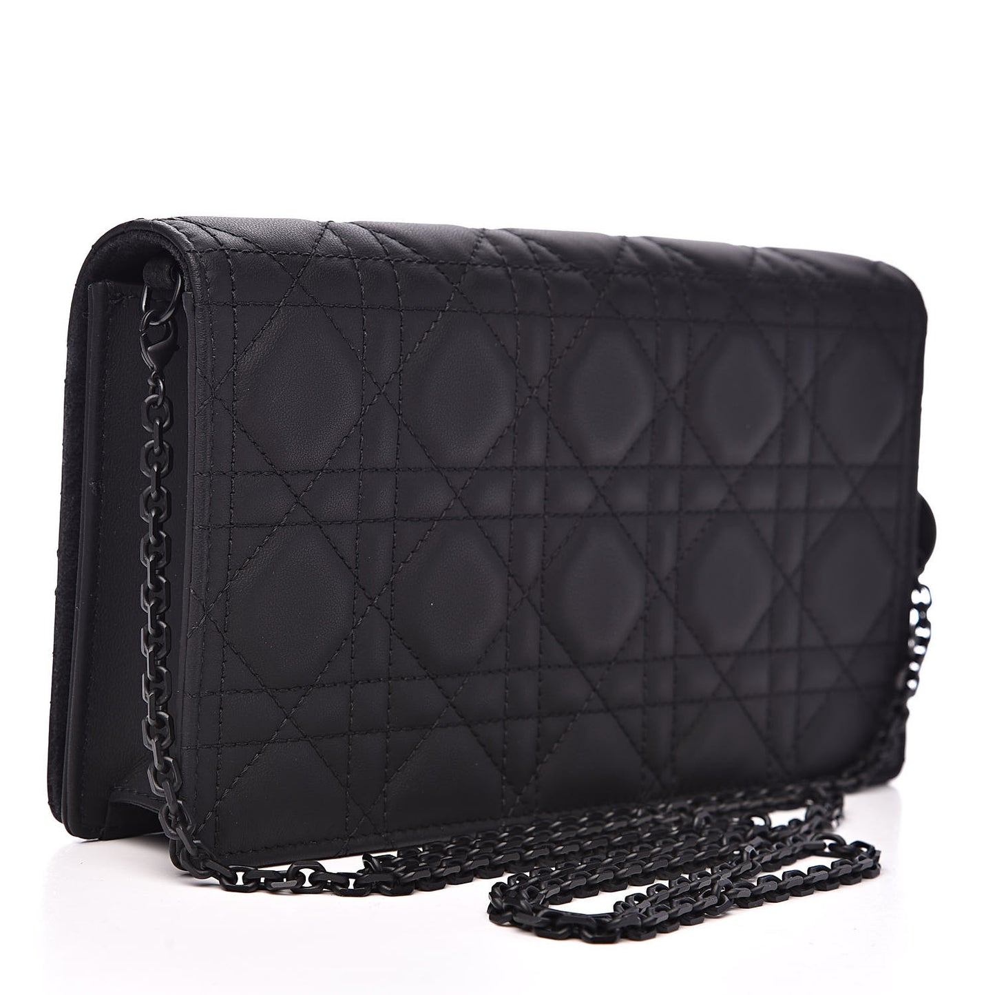 Ultra Matte Calfskin Cannage Lady Dior Clutch Black