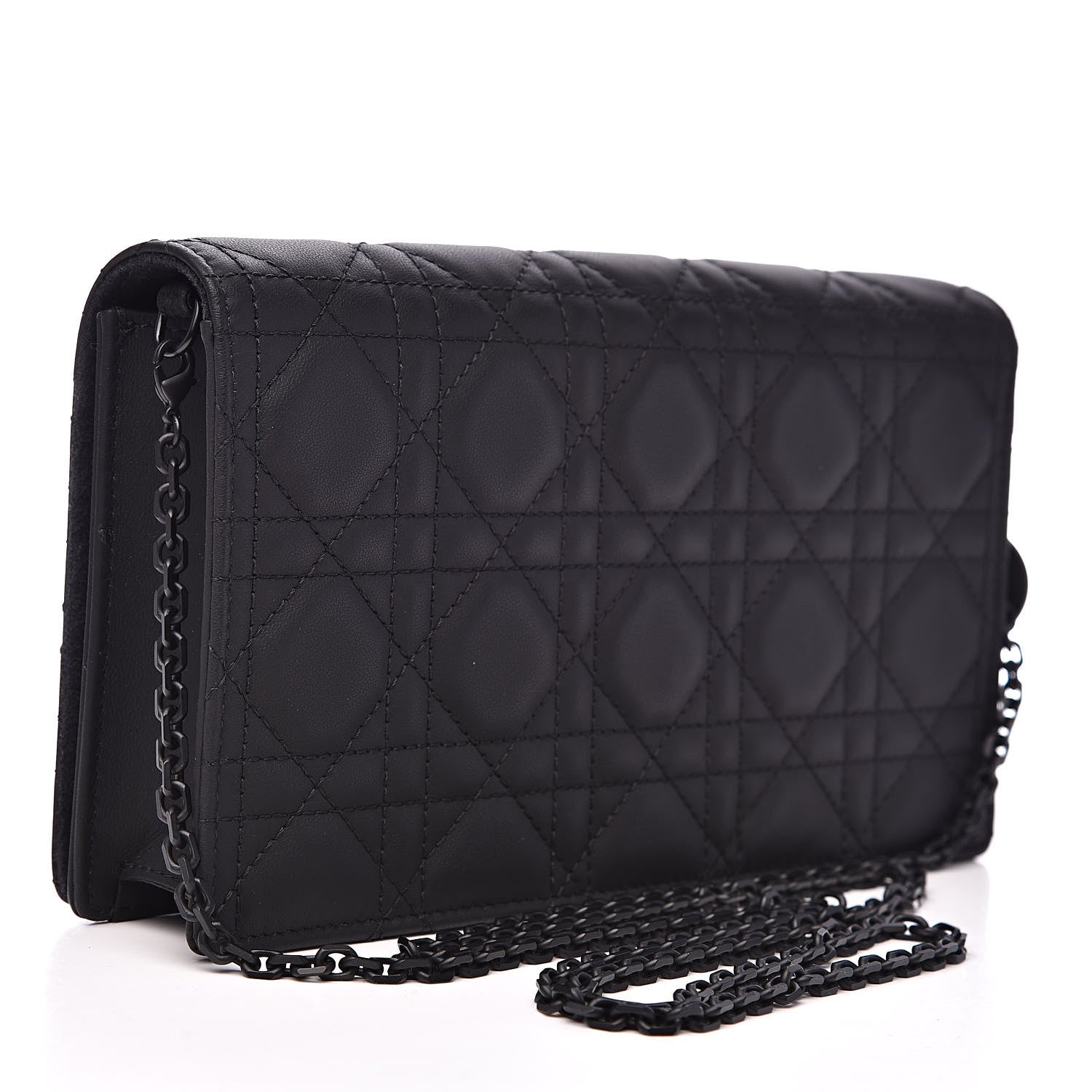 Christian Dior Ultra Matte Calfskin Cannage Lady Dior Clutch Black 3 of 11