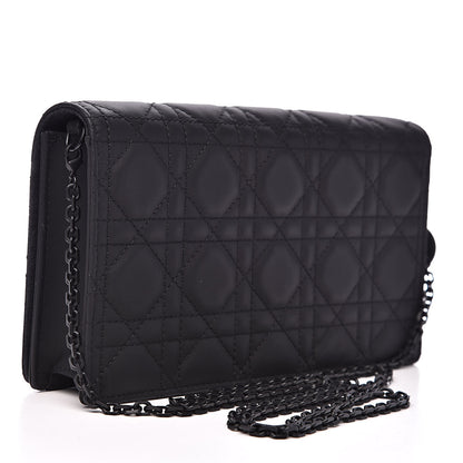 Christian Dior Ultra Matte Calfskin Cannage Lady Dior Clutch Black 3 of 11