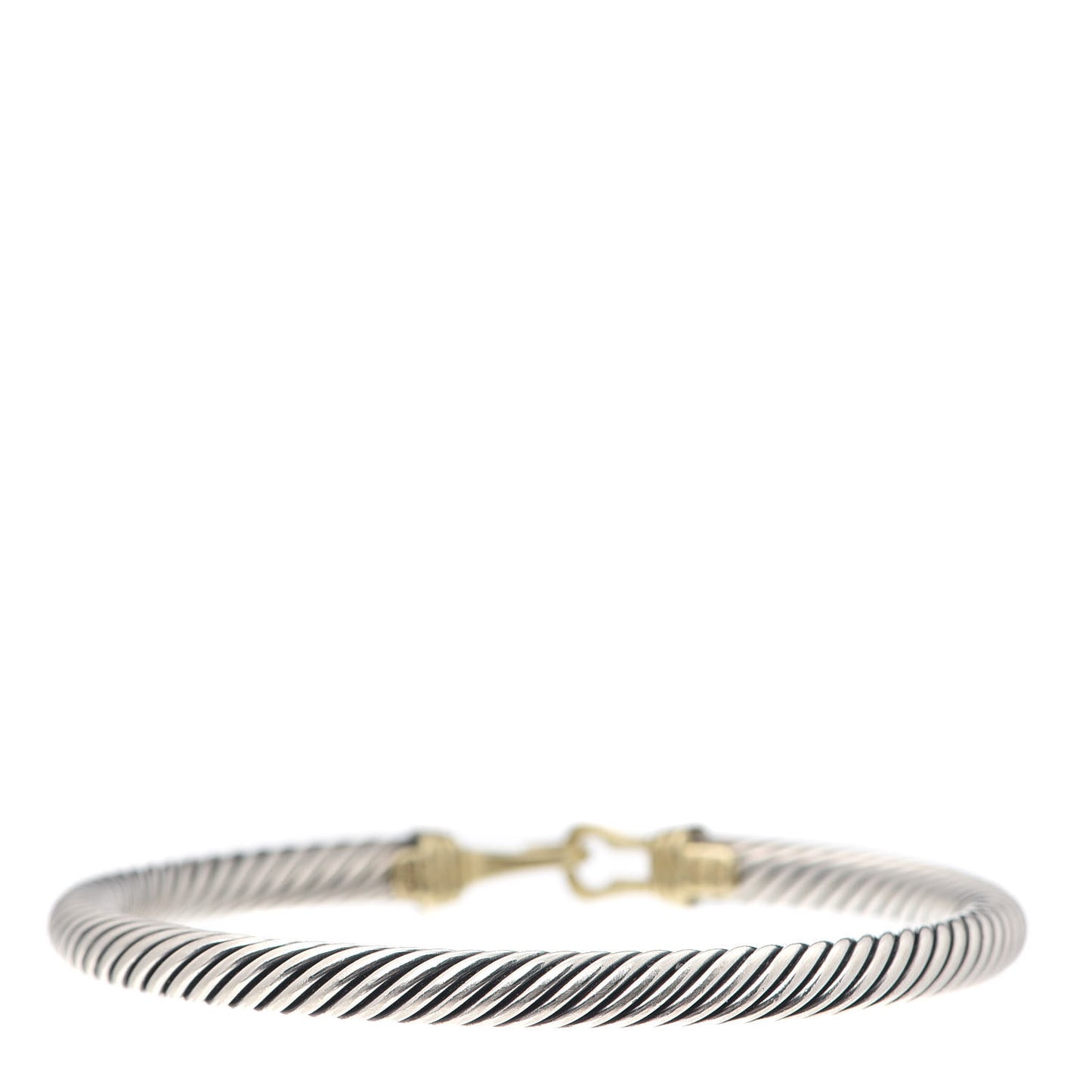 Sterling Silver 14K Yellow Gold 5mm Cable Classic Buckle Bracelet