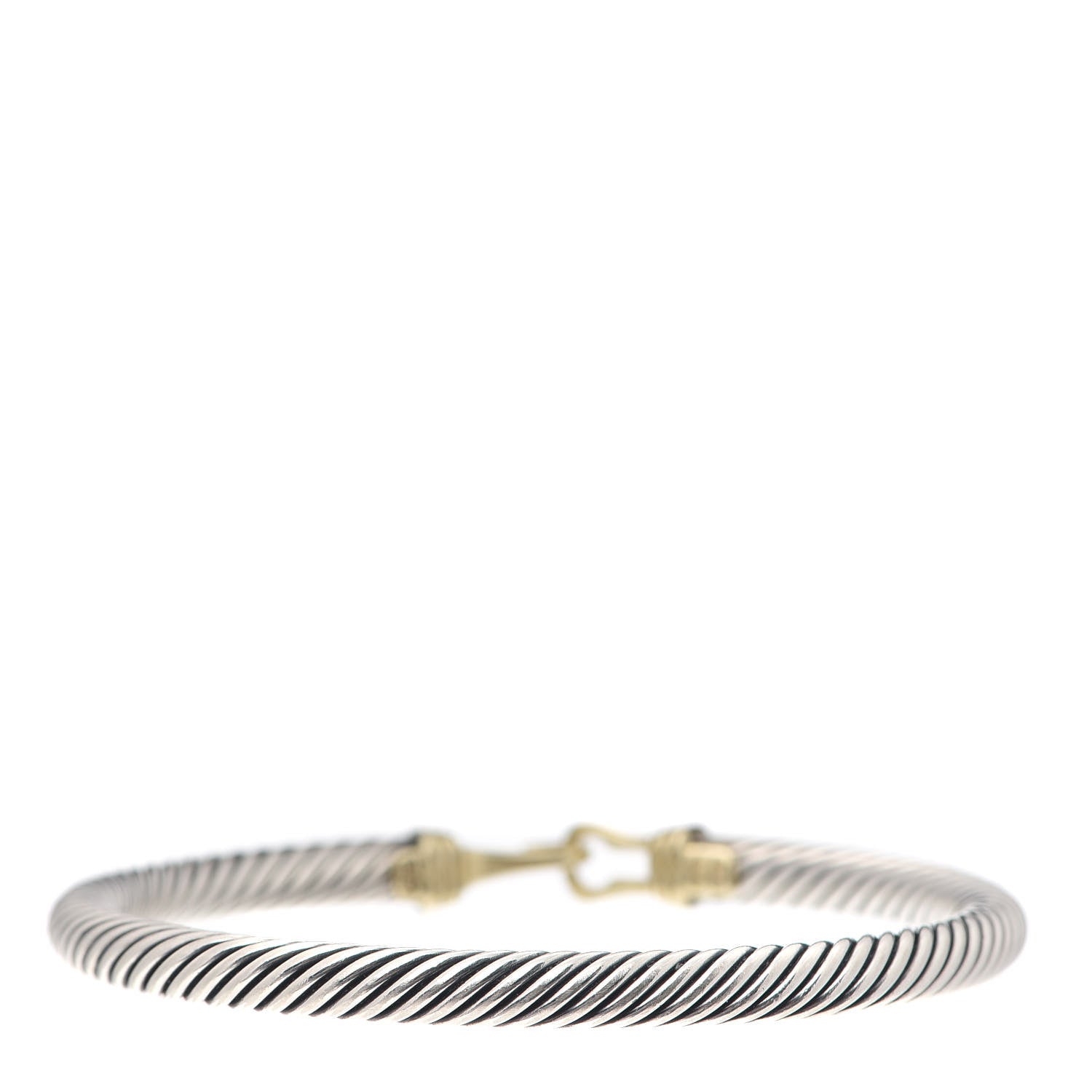 David Yurman Sterling Silver 14K Yellow Gold 5mm Cable Classic Buckle Bracelet 3 of 5