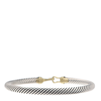 David Yurman Sterling Silver 14K Yellow Gold 5mm Cable Classic Buckle Bracelet 3 of 5