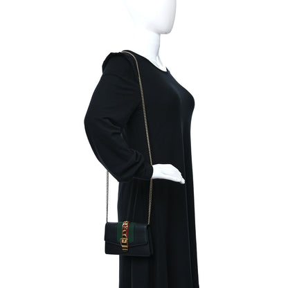 Gucci Calfskin Super Mini Sylvie Chain Shoulder Bag Black 2 of 9