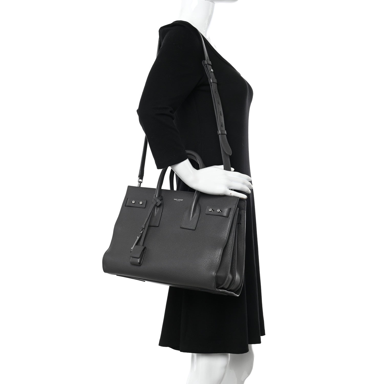 Saint Laurent Grained Calfskin Small Supple Sac De Jour Fog 2 of 17