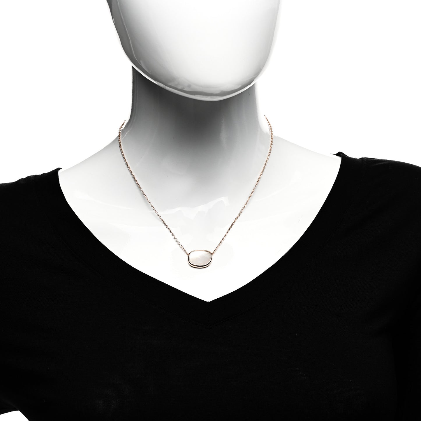 18K Rose Gold Mother of Pearl Amphibole Pendant Necklace