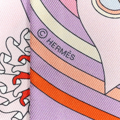 Hermes Silk Carres Volants Twilly Lilas Rose Pale Or 3 of 4
