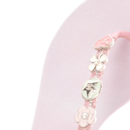 Chanel Tweed CC Charm Thong Sandals 36.5 Pink Silver 13 of 13