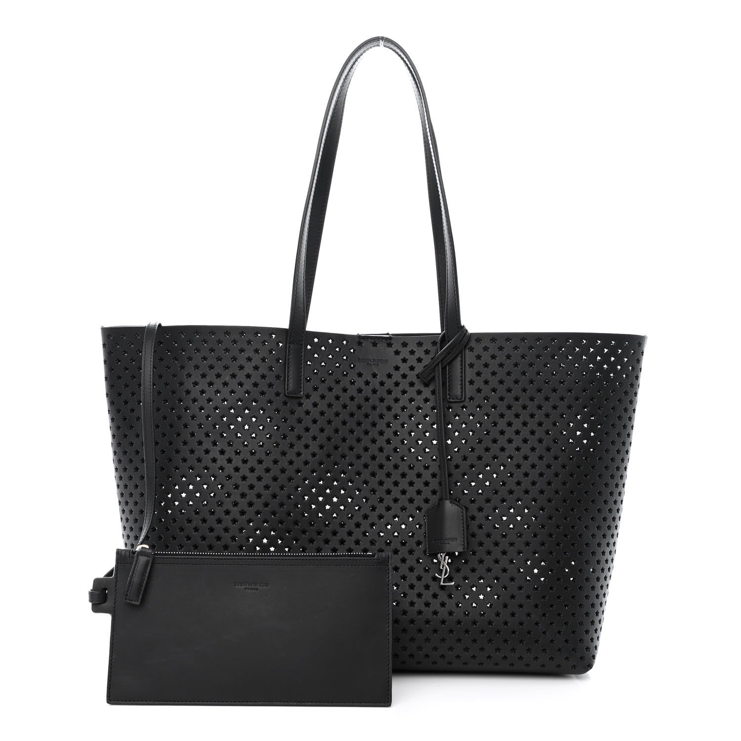 Saint Laurent Calfskin Star Perforated Large Shopping Tote Black 1 of 12