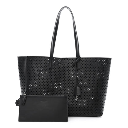 Saint Laurent Calfskin Star Perforated Large Shopping Tote Black 1 of 12