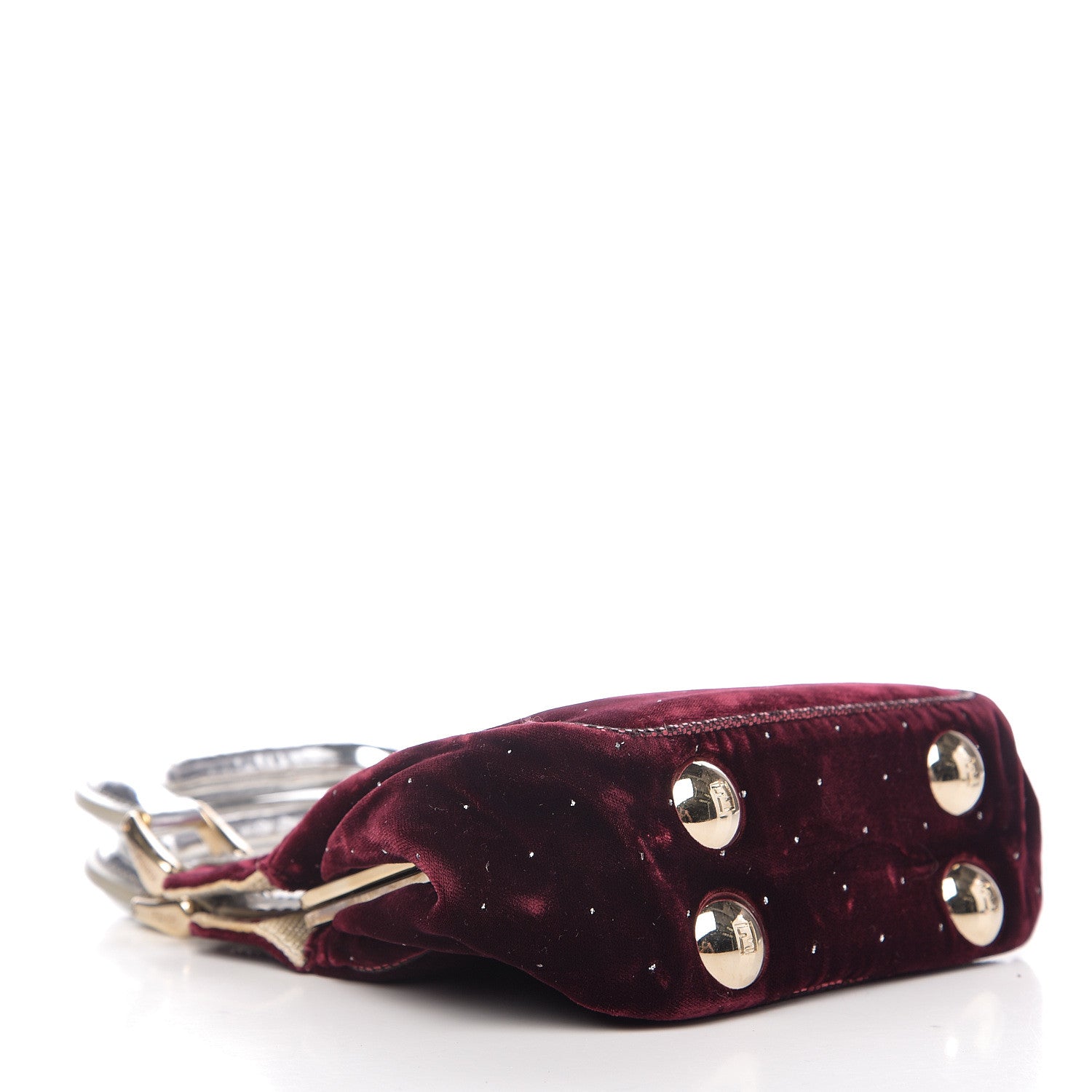 Fendi Velvet Calfskin Goatskin Neve Evening Bag Bordeaux 3 of 9