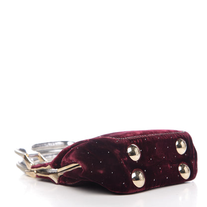 Fendi Velvet Calfskin Goatskin Neve Evening Bag Bordeaux 3 of 9