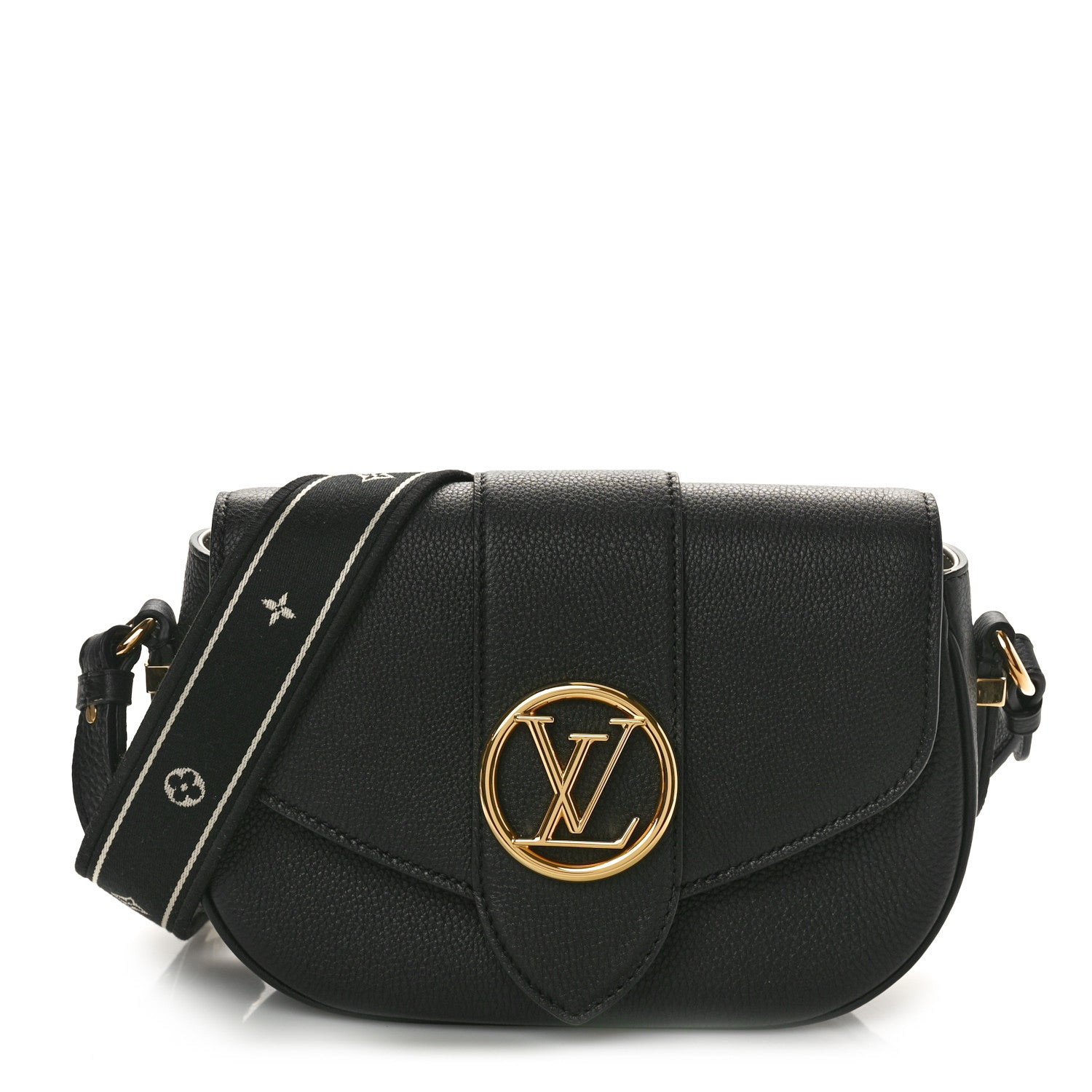 Louis Vuitton Grained Calfskin LV Pont 9 Soft PM Black 1 of 11