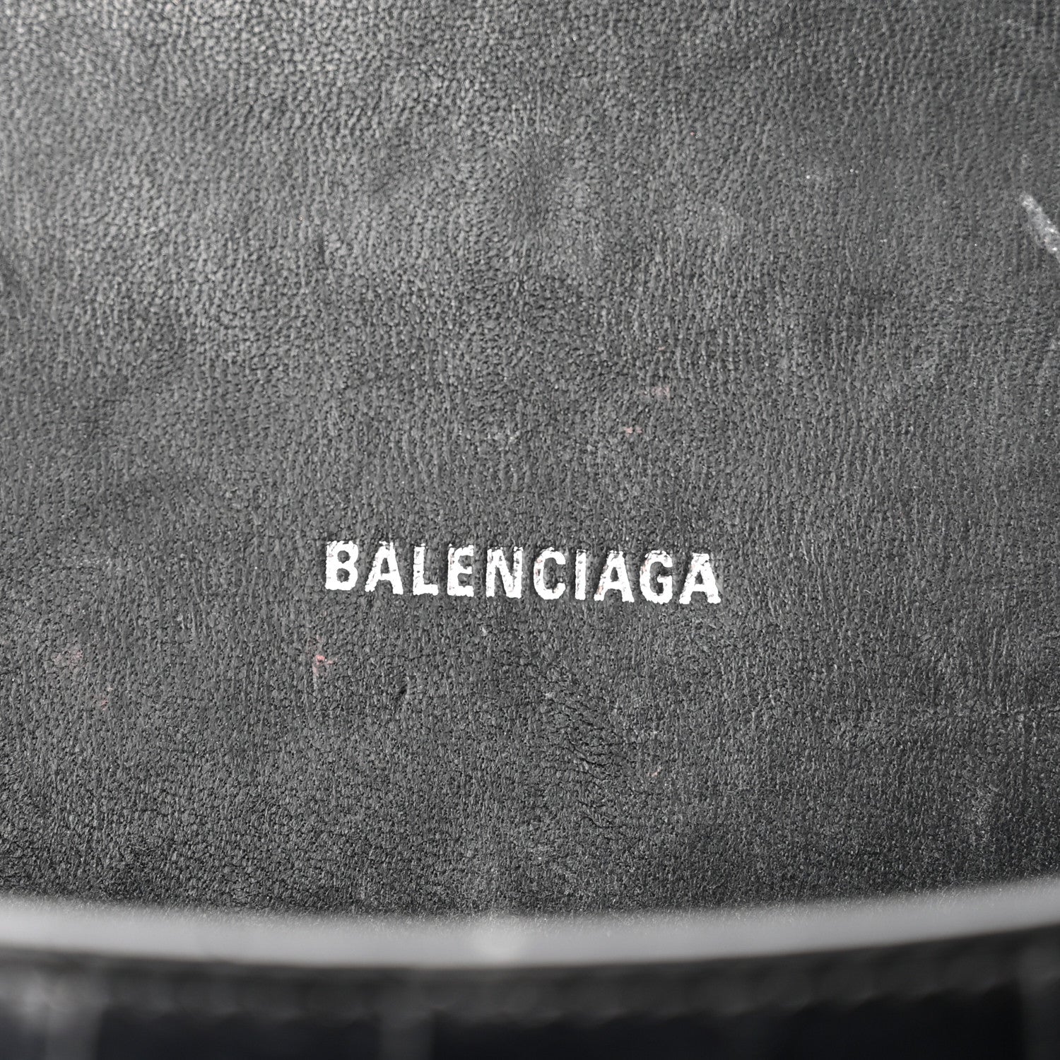 Balenciaga Shiny Calfskin Monochrome Crocodile Embossed Hourglass Top Handle Bag XS Black 6 of 11