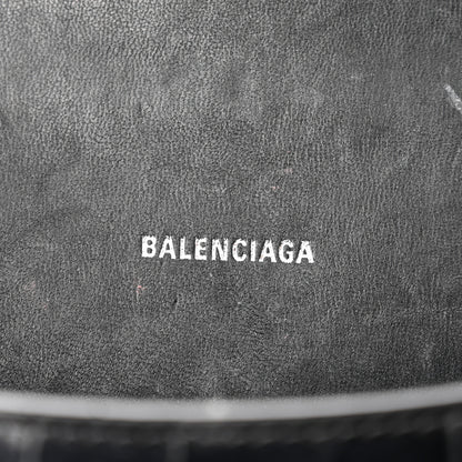 Balenciaga Shiny Calfskin Monochrome Crocodile Embossed Hourglass Top Handle Bag XS Black 6 of 11