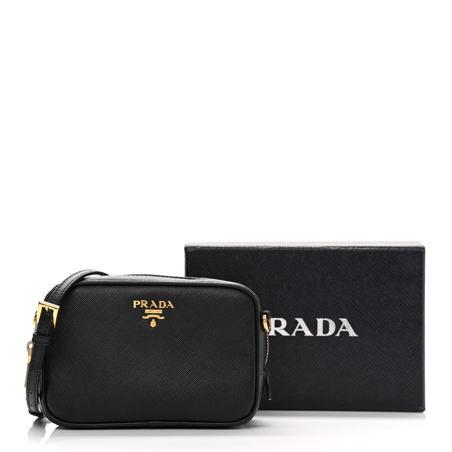 Prada Saffiano Lux Small Camera Crossbody Bag Black 10 of 10