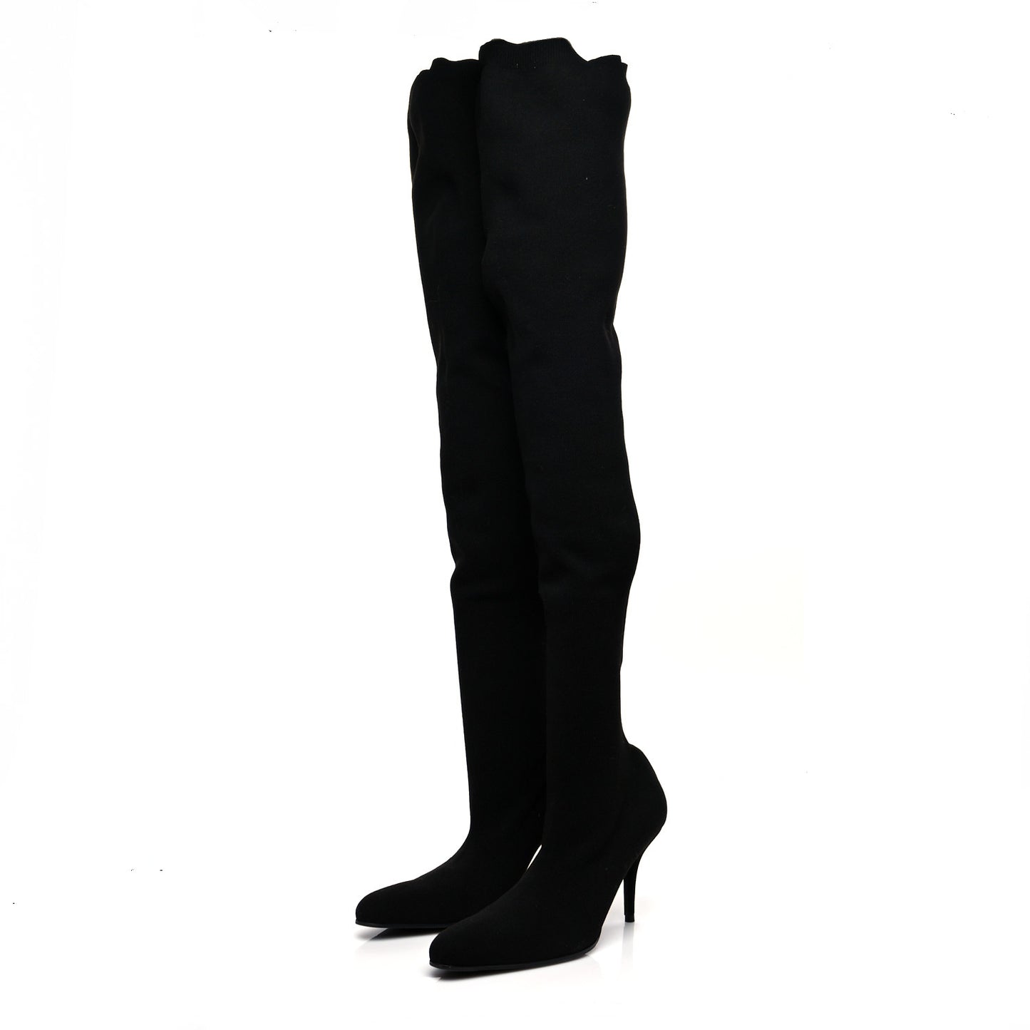 Spandex Round Toe Knife Thigh High Boots 40 Black