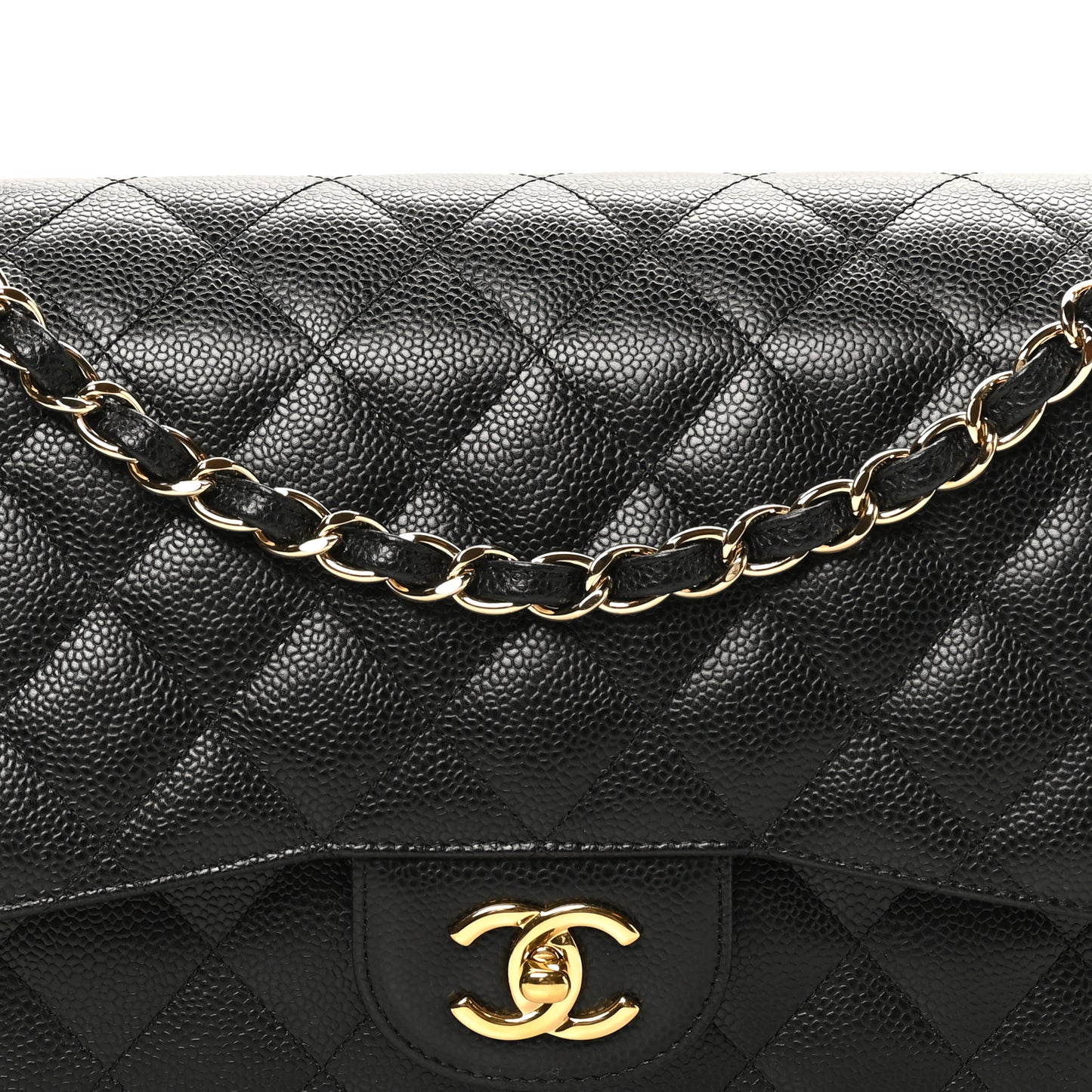 Caviar Quilted Jumbo Double Flap Black