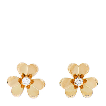 Van Cleef & Arpels 18K Yellow Gold Diamond Mini Frivole Earrings 1 of 5