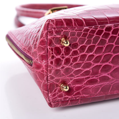 Fendi Crocodile Bowler Satchel Dark Pink 8 of 9