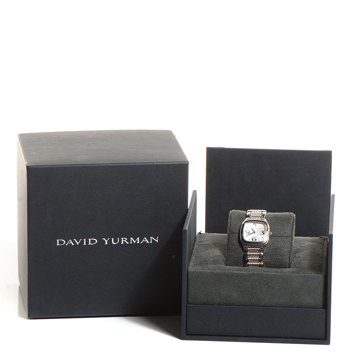 David Yurman Stainless Steel Sterling Silver Diamond Mother of Pearl 25mm Thoroughbred Quartz Watch 7 of 7