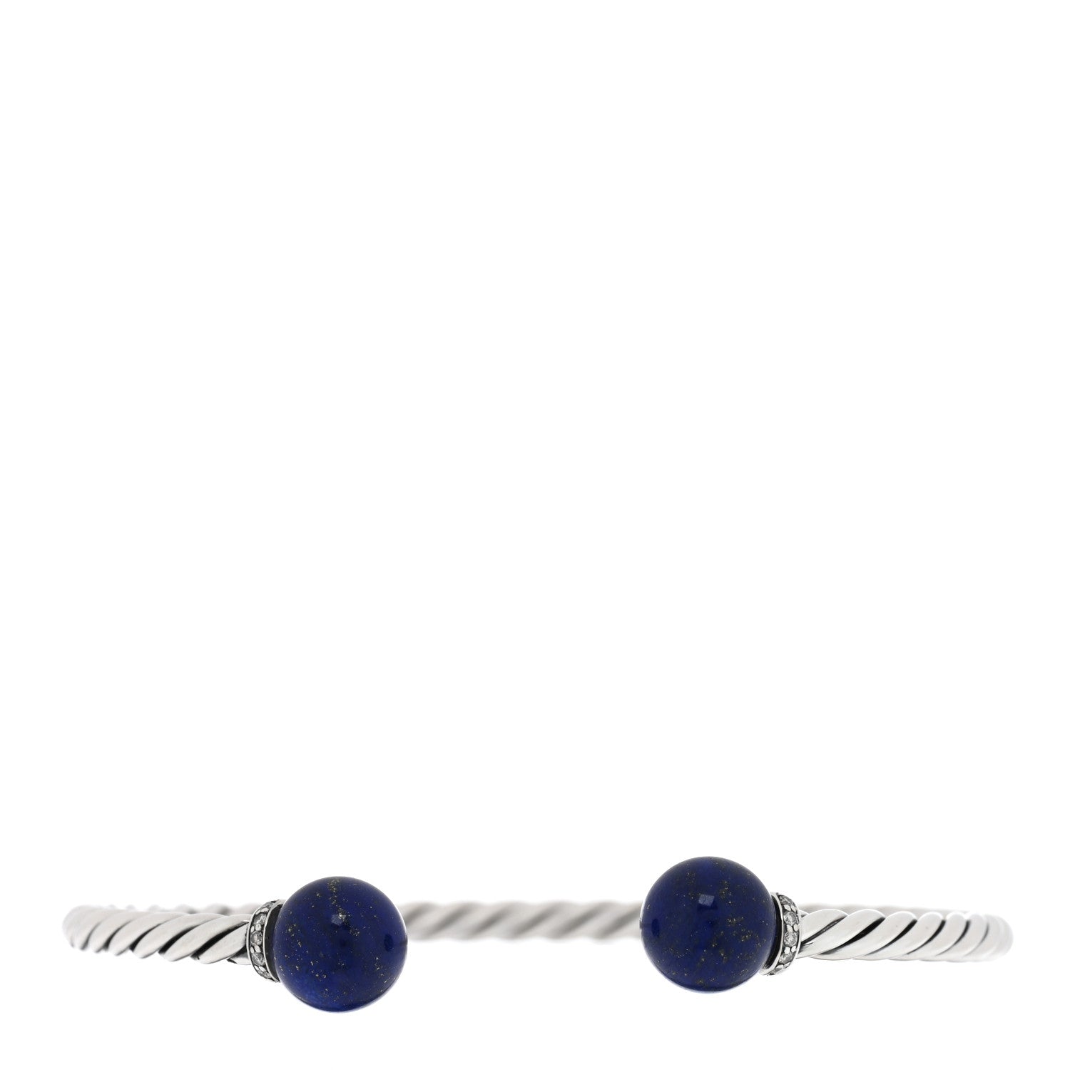 David Yurman Sterling Silver Diamond Lapis Lazuli 9mm Solari Bracelet 1 of 3