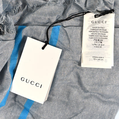 Gucci Modal Silk GG Shawl Grey Blue 3 of 3