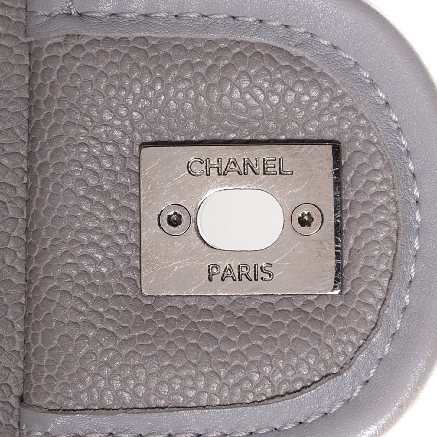 Caviar Quilted Medium French Riviera Flap Light Grey