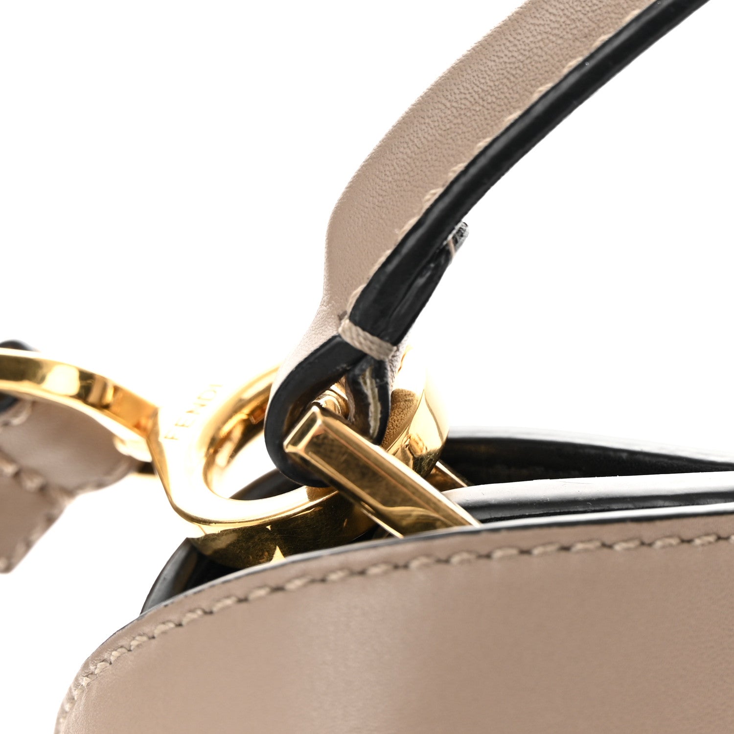 Fendi Vitello Tahiti Burro Medium Peekaboo Iconic Essentially Satchel Tortora Black 13 of 18