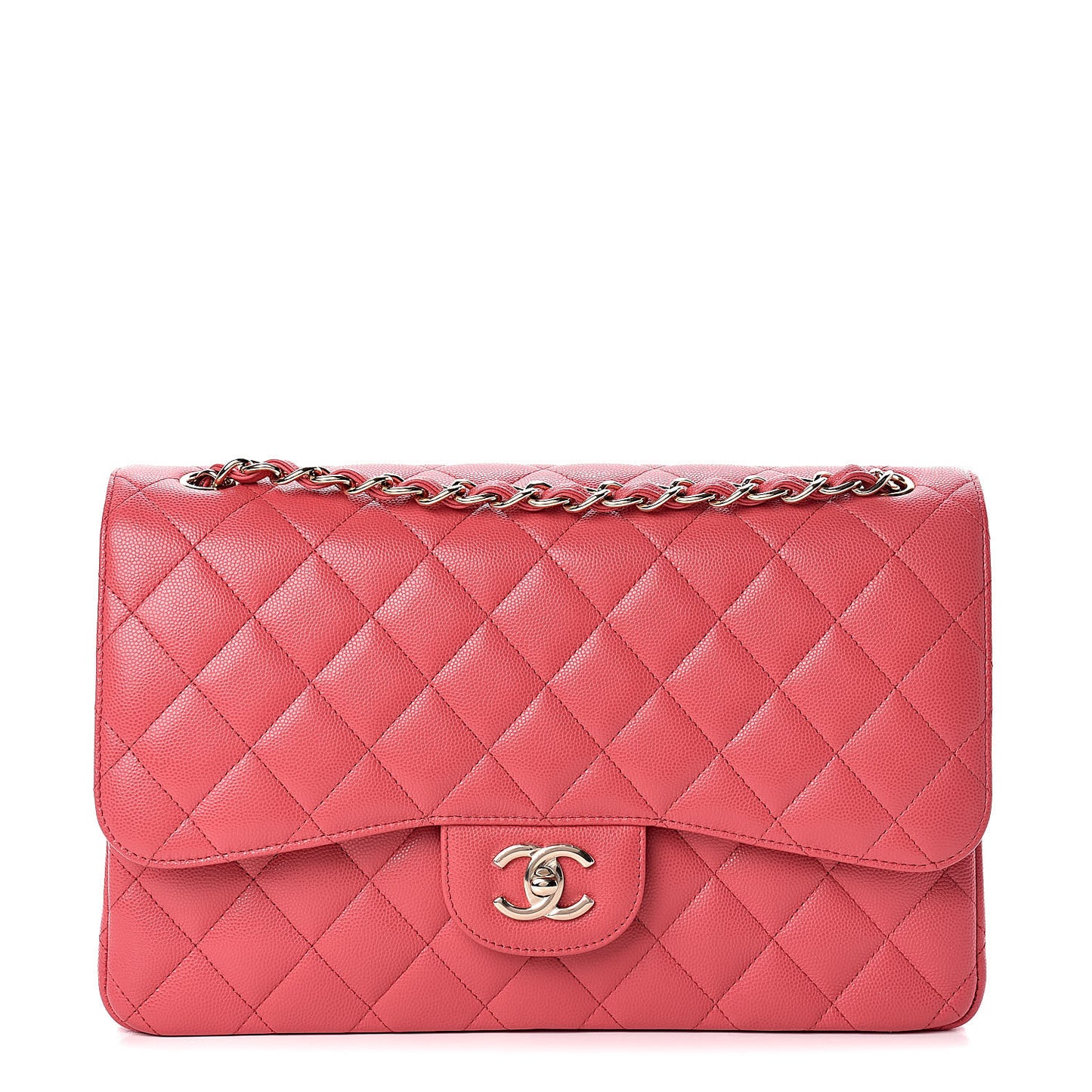 Caviar Quilted Jumbo Double Flap Dark Pink