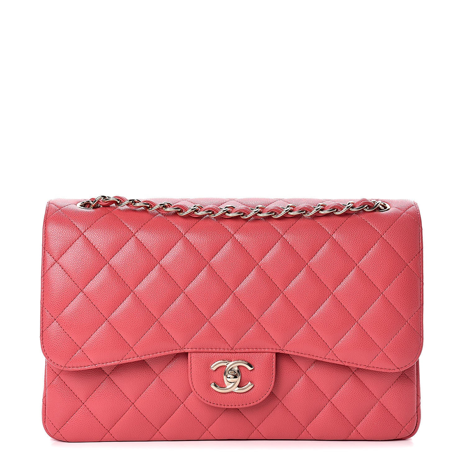 Chanel Caviar Quilted Jumbo Double Flap Dark Pink 1 of 12