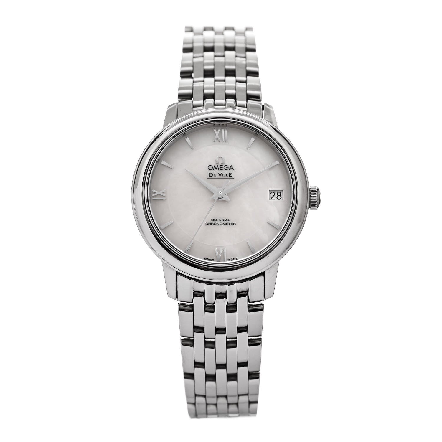 Omega Stainless Steel Mother of Pearl 32mm De Ville Prestige Co-Axial Automatic Watch 424.10.33.20.05.001 1 of 5