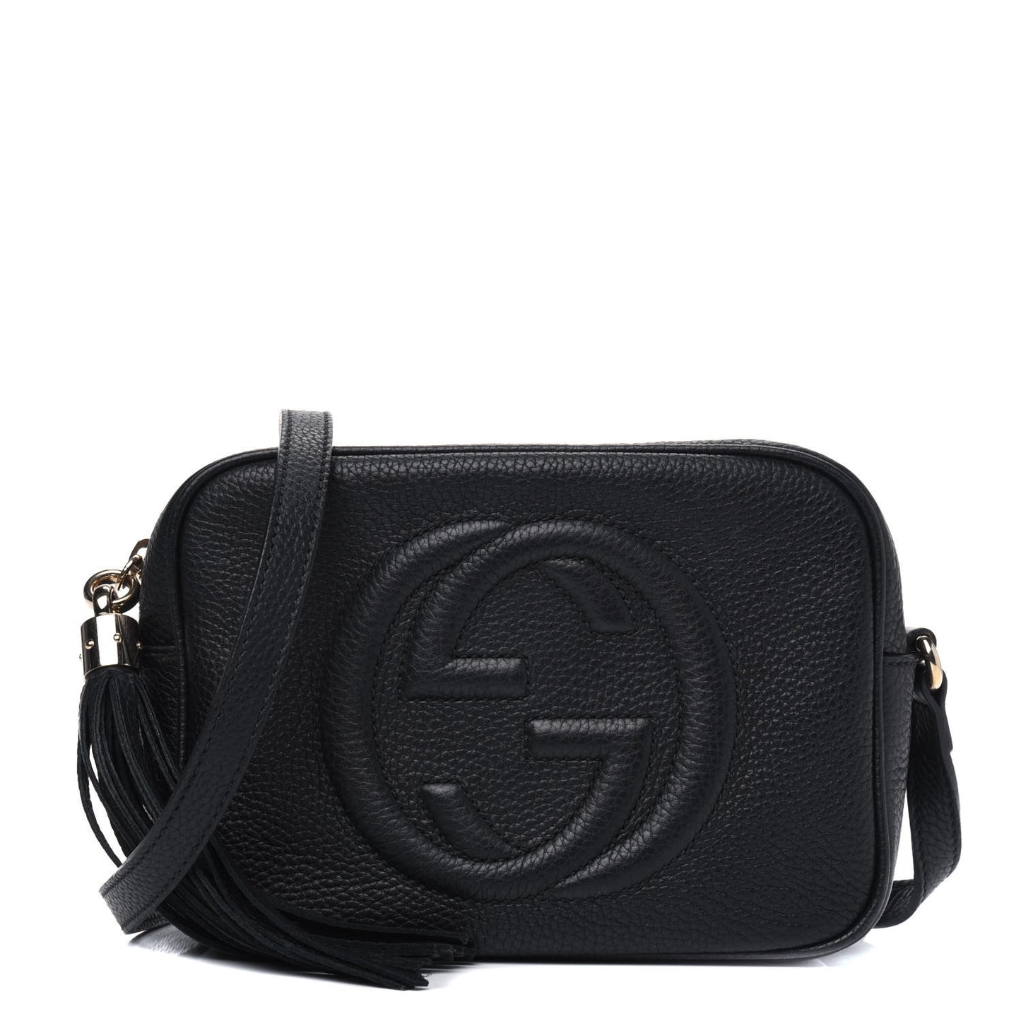 Pebbled Calfskin Small Soho Disco Bag Black