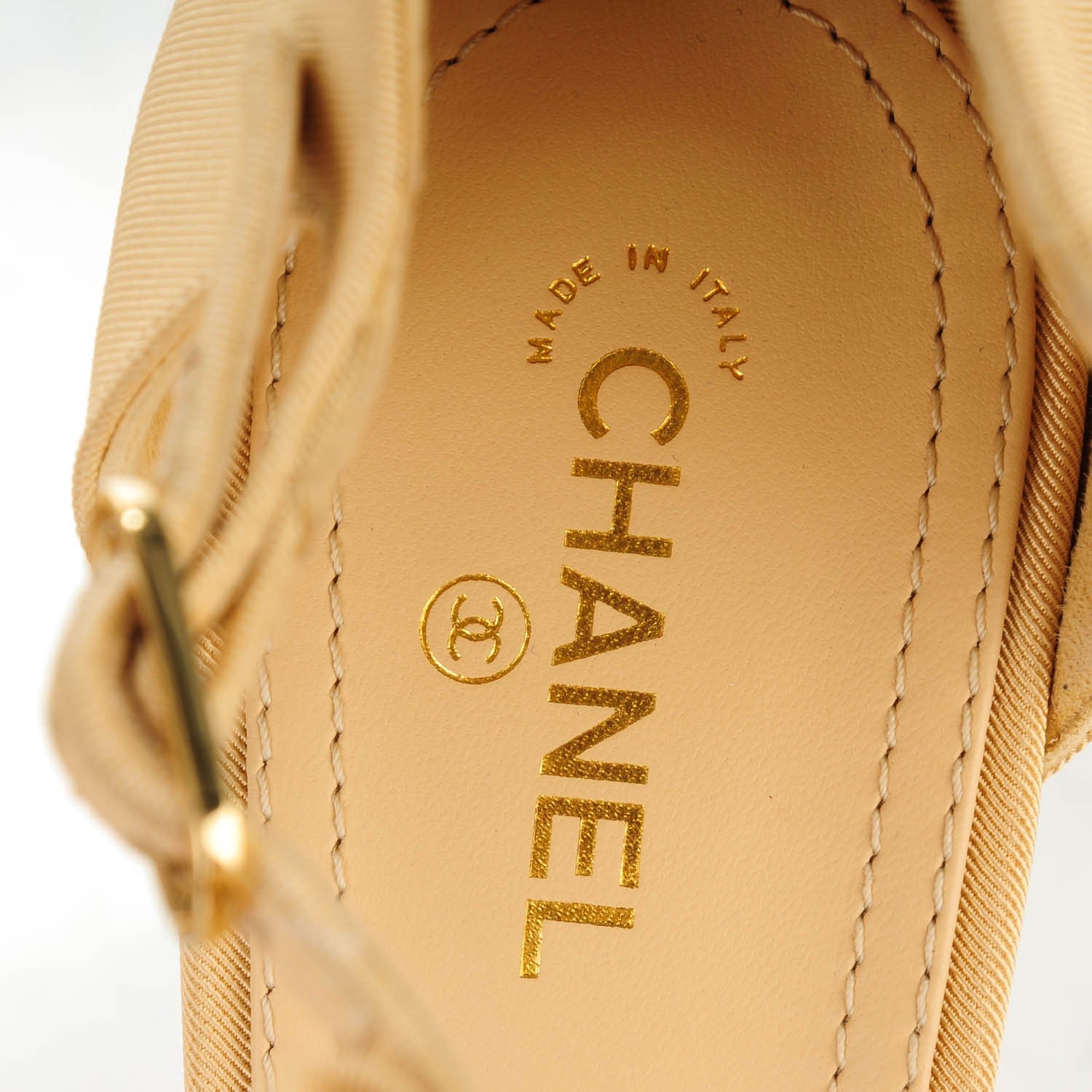 Chanel Grosgrain Pearl Sandals 40 Beige 5 of 8