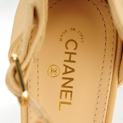 Chanel Grosgrain Pearl Sandals 40 Beige 5 of 8